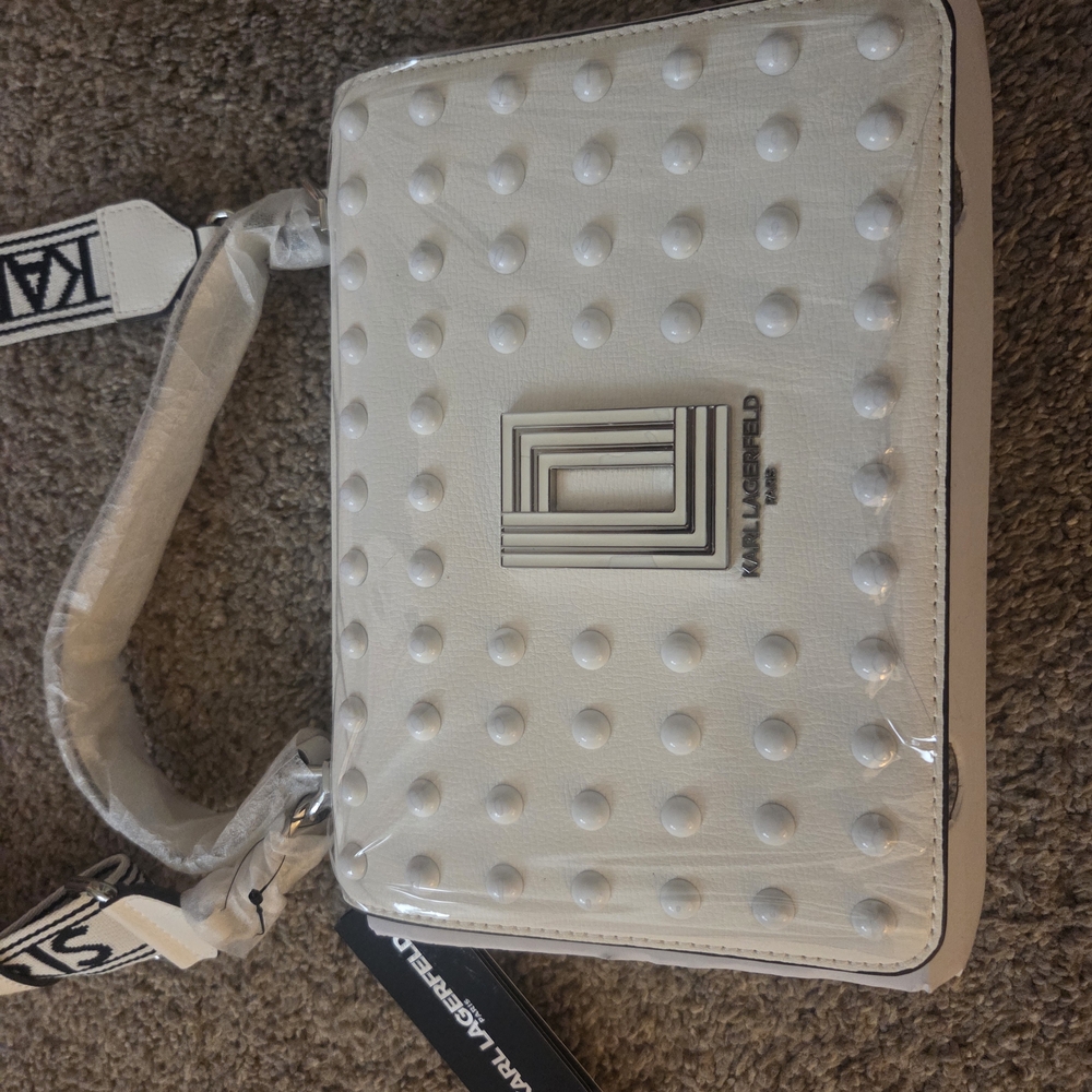 Karl Lagerfeld White Studded Handbag